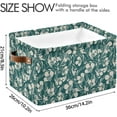 thumbnail image 3 of FREEAMG Green Flower Print Foldable Canvas Storage Bin, Sturdy Fabric Storage Basket with Handles, Storage Cube Box for Organizing Shelf Nursery Toy Closet 2PCS, 3 of 7