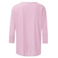 Fznquz Pink Shirts for Women 2025 Plus Size 3/4 Length Sleeve T Shirt