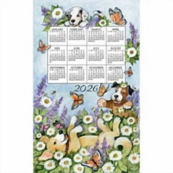 Kay Dee Designs calendar towel dog puppy 2026 linen cotton
