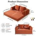thumbnail image 2 of COOLHUT 63" W Convertible Sofa Bed, Foam Floor Sofa, Folding Sleeper Sofa Couch Bed with Six Frame, High Rebound Density Sofa, Corduroy Sofa Couch Bed for Living Room, Bedroom, Reddish Brown, 2 of 12