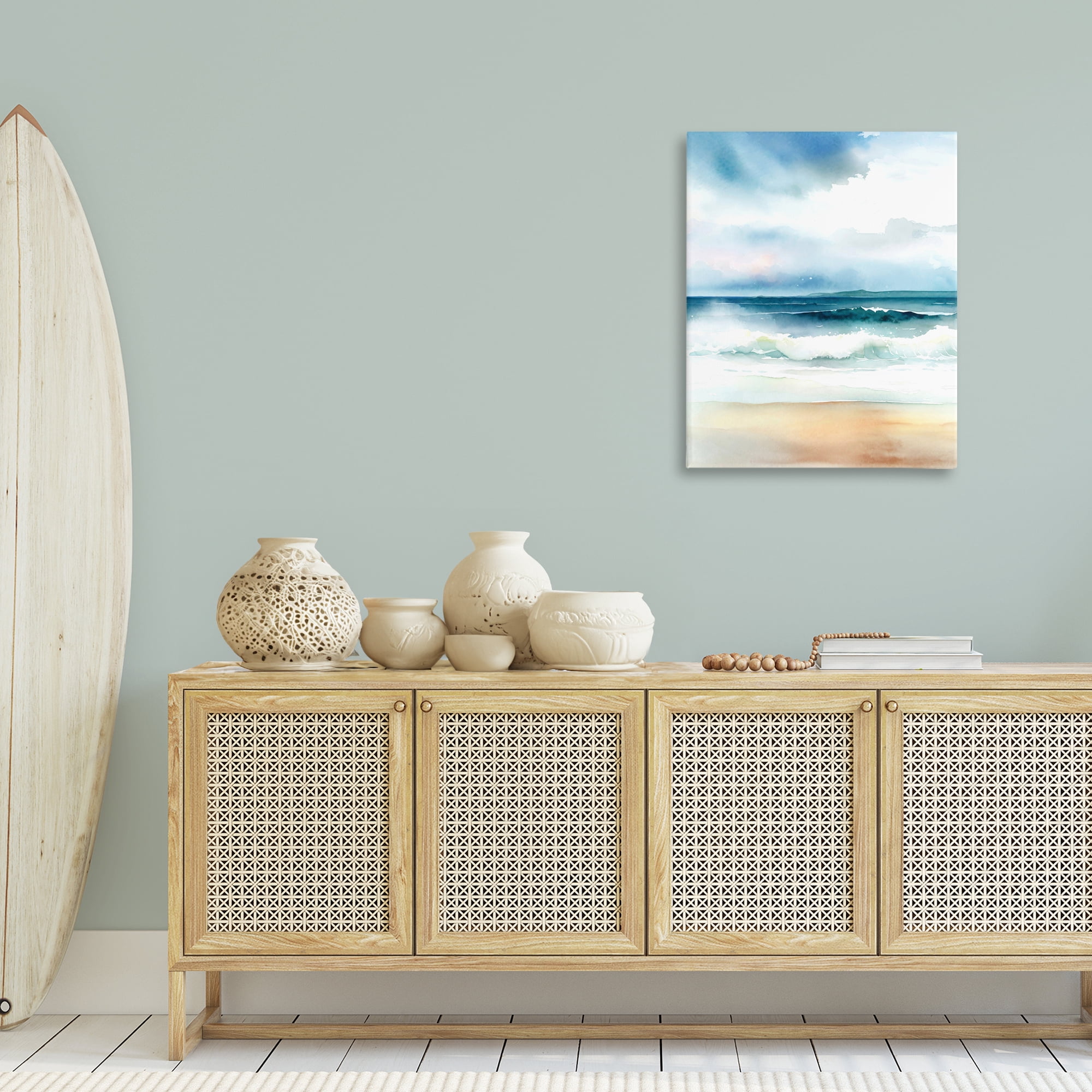 Stupell Industries Rolling Seaside Waves Coastal Painting Gallery Wrapped Canvas Art Print Wall Art, 24 x 30