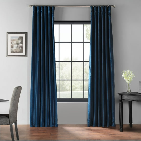 Half Price Drapes Storm Grey Faux Silk Room Darkening Curtains for Bedrooms (1 Panel), 50WX 96L