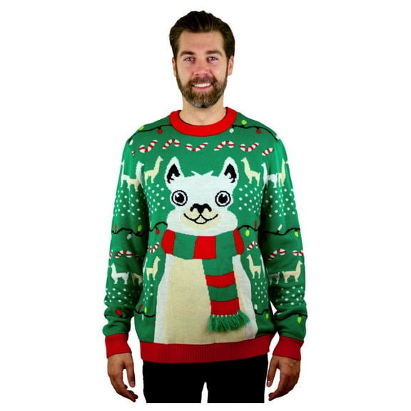 Tstars Mens Ugly Christmas Sweater Llama Fa La La Llama Christmas Gift Funny Humor Holiday Shirts Xmas Party Christmas Gifts for Him Ugly Xmas Sweater