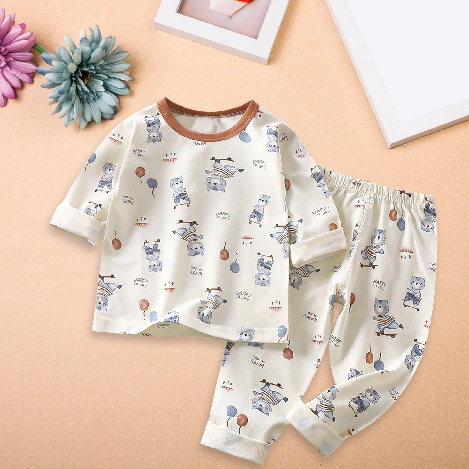 Pyjama Bébé Fille 2 Pièces Bleu Flanelle - SKD - Mignon Et Doux - Vêtement Nuit