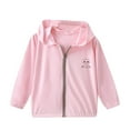 thumbnail image 3 of Xfvqtps Kids Children Cooling Sun Protection Jacket Hoodie Zip up Long Sleeve Solid Color Cute Elephant Print Lightweight Summer Thin Tops for Camping Hiking Cycling Running 2-12Y Pink, 3 of 7