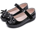 thumbnail image 4 of Girls Patent Leather Black School Uniform Polka Dot Bow Outdoor Dress Mary Jane Flat Shoes(Toddler/Little Kid), 4 of 6