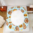 thumbnail image 5 of Homewish Kawaii Capibara Teens Full Size Sheets, Cute Hamburger Fast Food Bed Sheets, Blue Cartoon Animal Sheet Sets, Ultra Soft Bedroom Decor, 4-Piece, 5 of 7