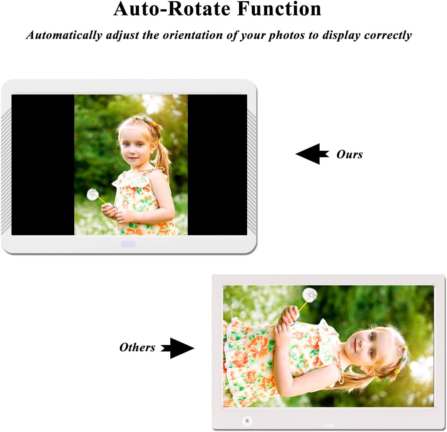 Atatat inch Digital Picture Frame 1920x1080 Brightness Adjustable IPS  Screen Digital Photo Frame with Timing Switch, Background Music Playing, 1080P  Video Playback, Easy Plug and Play for All Ages
