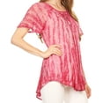 thumbnail image 4 of Sakkas Zoya Marbled Embroidery Cap Sleeves Blouse / Top - Fuchsia - Plus Size, 4 of 5