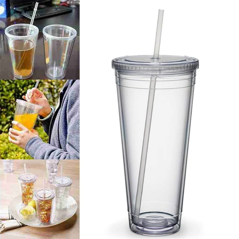 Casewin Tumblers with Lids and Straws 16 oz Clear Pastel Colored Plastic  Acrylic Travel Tumbler Cups.Double Wall Insulated Matte Reusable Tumblers  Bulk for Smoothie Iced Coffee.Customizable DIY Gifts. 