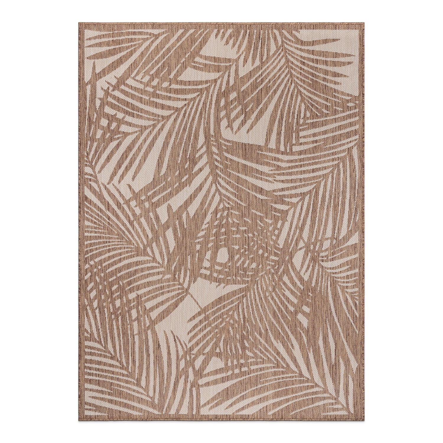 World Rug Gallery Contemporary Palm Leaf Textured Flat Weave Indoor/Outdoor Area Rug - BROWN 7'10"X10'
