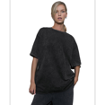 thumbnail image 2 of Camisetas Oversize para Mujer, Camisetas Vintage de Algodón, Cuello Redondo, Corta, Túnicas Lavadas de Verano. Negro 5XL, 2 of 9