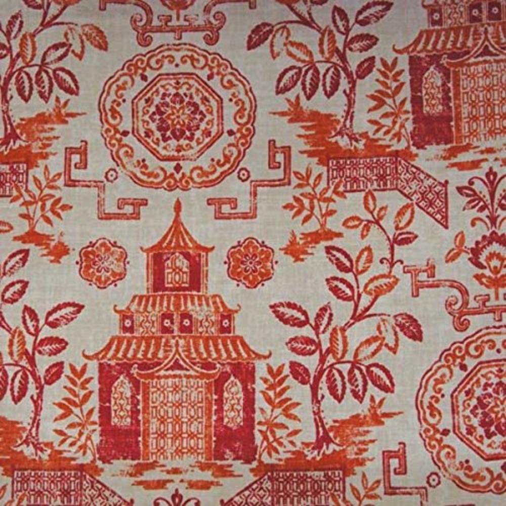 Richloom Fabrics Teahouse Coral Chinese Porcelain, Sold by the Yard By