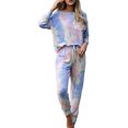 thumbnail image 1 of Ensemble de Pyjamas à Manches Longues Tie Dye pour Femmes, Vêtements de Nuit Décontractés, 1 of 4