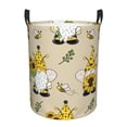 thumbnail image 1 of Balery Gnomes Bees And Sunflowers Cesta de ropa redonda con asas, impermeable, independiente, para ropa, juguetes, dormitorio y familia-Small, 1 of 6