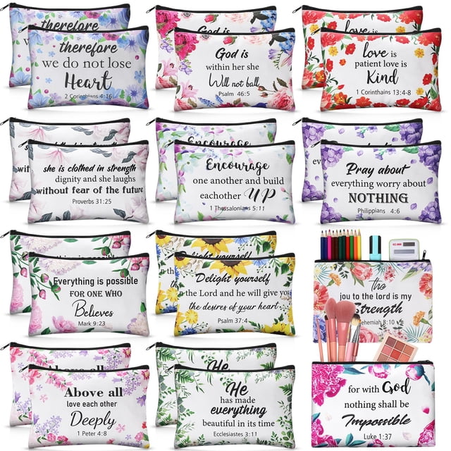 Bolsas de maquillaje Qeeenar Christian, bolsa de maquillaje Bible, 24 unidades