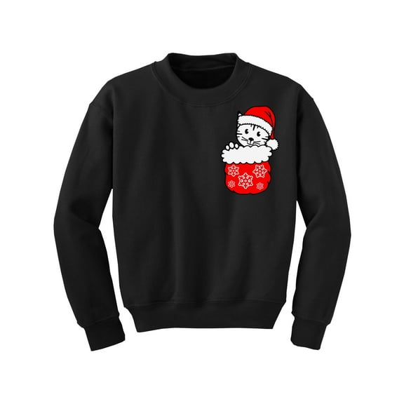 Awkward Styles Christmas Sweater for Boys Girls Kids Youth Little Xmas Cat Sweatshirt Pocket Print