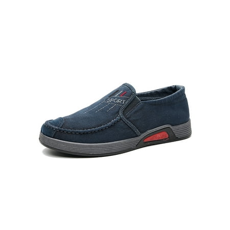

Ymiytan Man s Loafers Slip On Flats Canvas Walking Shoes Daily Nonslip Lightweight Memory Casual Shoe Blue 6