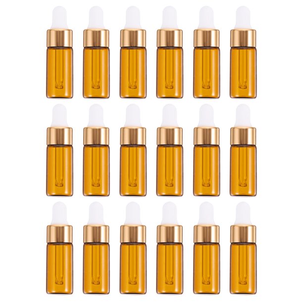 EeaseMX 25 botellas gotero de vidrio portátiles de 5 ml, minibotella gotero para aceite esencial
