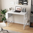 thumbnail image 2 of CFSmall White Desk for Small Spaces, 32 Inch Kids Girls Study Writing Desks for Bedroom, Simple Modern Laptop PC Little Side Table with Storage Bag Headphone Hook, White, 2 of 7