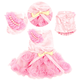 thumbnail image 4 of FloreceBien Pet Vestido de novia para perros pequeños con lazo Disfraz de fiesta de cumpleaños Perlas de satén rosa Vestido formal para niña Gato, 4 of 5