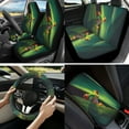 thumbnail image 2 of Jeiento Frog Car Seat Cover Full Set of 13 Steering Wheel Cover Seatbelt Pad Armrest Cover Cushion Green Leaves Coasters Key Chain for SUV Van Truck Truck Interior Automobile Accessory Sets, 2 of 8