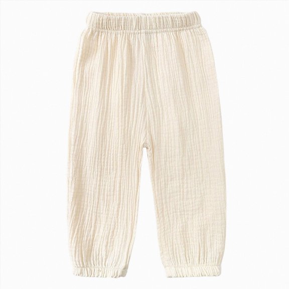 mgoYE Toddler Baby Girls 1 Pack Elastic Waist Pants Soft Cotton Linen Harem Bloomers Summer Fall Long Pants Size 4-5 Years