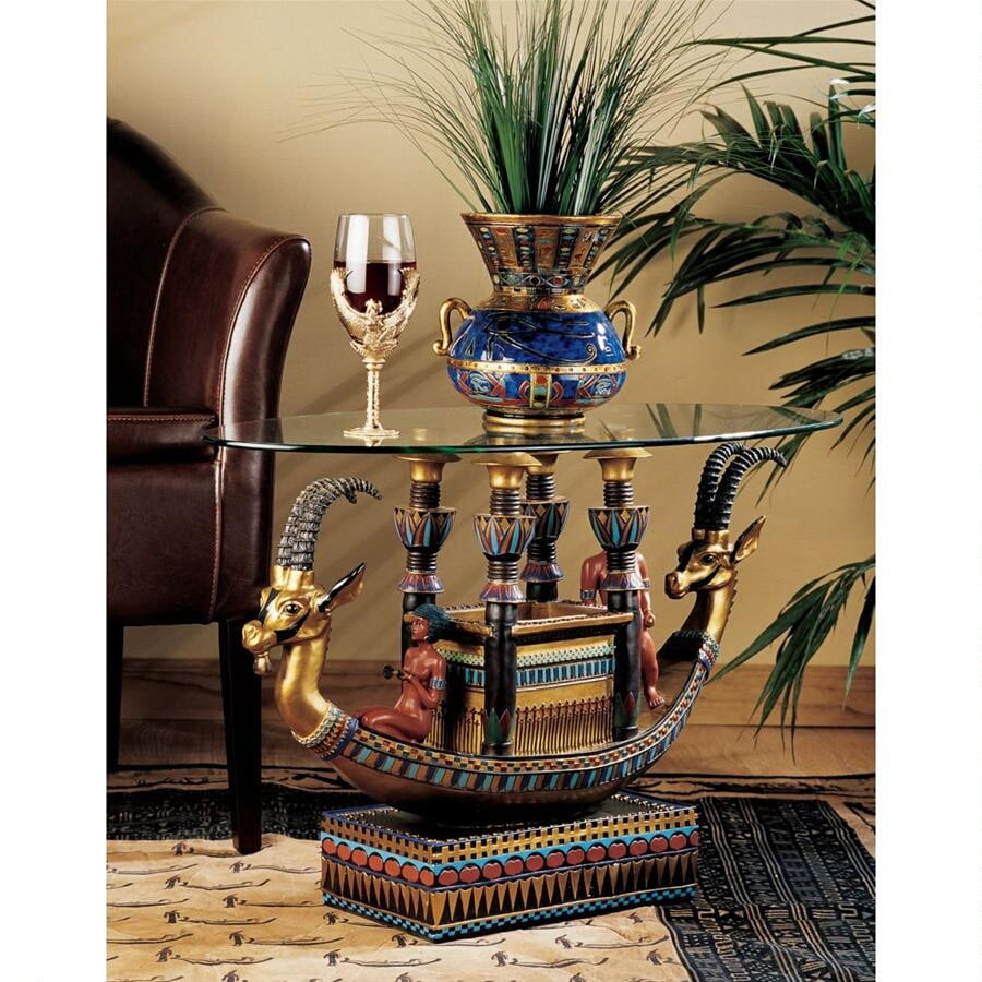 Polyresin Design Toscano Elephants Majesty African Decor Coffee Table with Glass Top 30 Inch Full Color EU30543