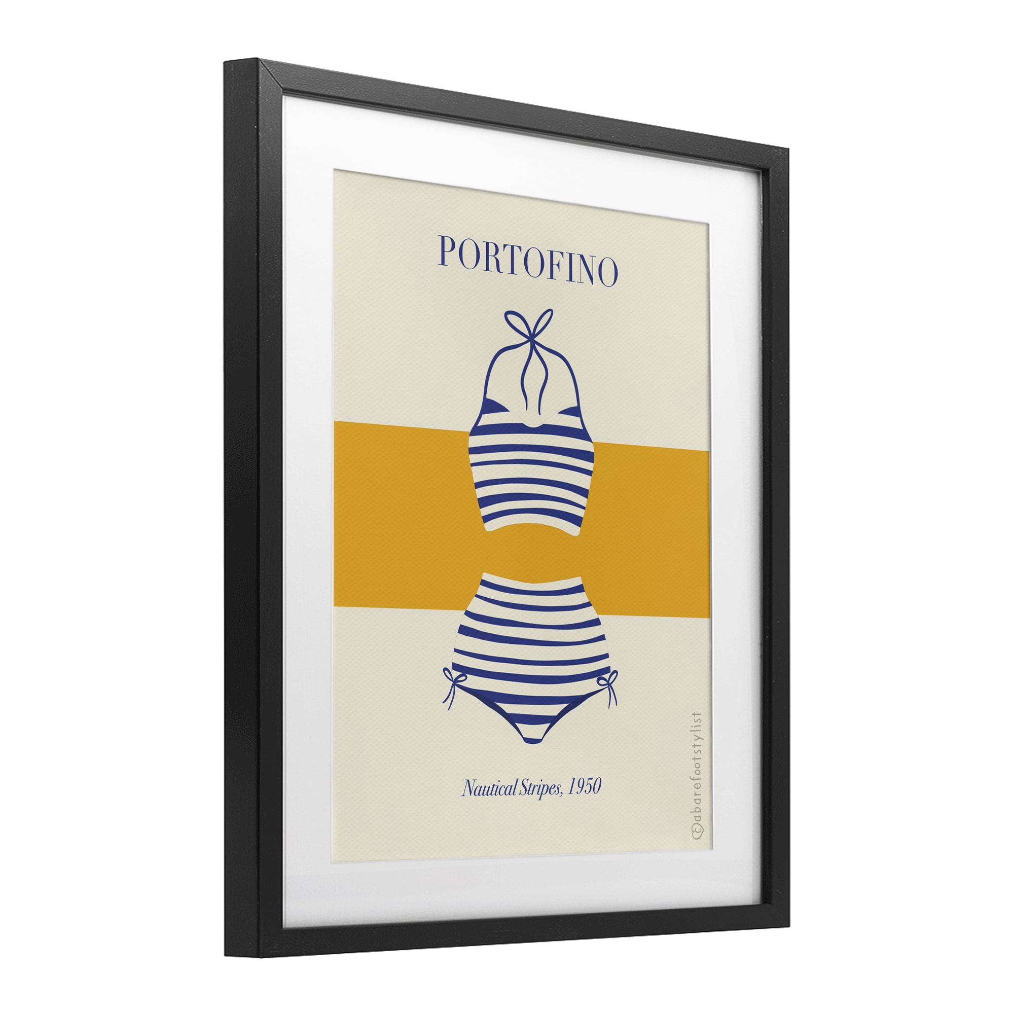 Stupell Industries Portofino Striped Bikini Black Framed Print Under Glass, design by A Barefoot Stylist