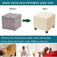 thumbnail image 5 of Yumcute Ottoman Cover Stretch Knitted Jacquard Square Ottoman Cover Thick Ottoman Slipcover Square Storage Ottoman Cover with Elastic Bottom Beige S, 5 of 13