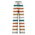 thumbnail image 5 of Ovbmpzd Pants for Women Striped Palazzo Orange Wide Leg Sweatpants Baggy Drawstring with Pockets High Waisted Pants for Women 3XL, 5 of 5