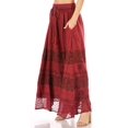 thumbnail image 3 of Sakkas Sandra Women's Casual Long Maxi Boho Gypsy Skirt Elastic Waist & Pockets - Cayenne - Plus Size, 3 of 5