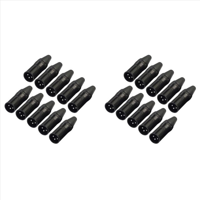 20 Piezas DIY 3 Pines XLR Adaptador Enchufe XLR Conector de Aviación Cabezal de Soldadura Conector de Cable de Micrófono (Macho)