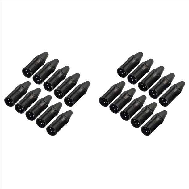 20 Piezas DIY 3 Pines XLR Adaptador Enchufe XLR Conector de Aviación Cabezal de Soldadura Conector de Cable de Micrófono (Macho)