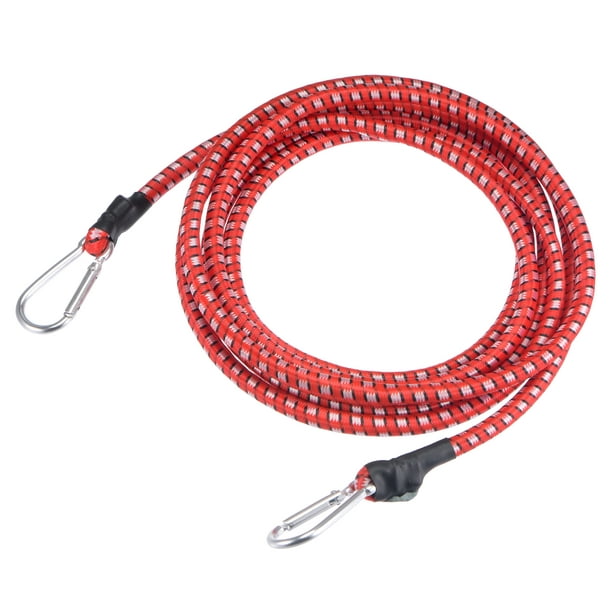 Uxcell 9.84ft Tie Down Snap Clips Elastic Rope with Hooks, Red 