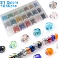 thumbnail image 1 of MesaSe 1200Pcs Faceted Rondelle Beads 6mm Crystal Glass Beads AB Color Plated Bicone Faceted Glass Beads for Bracelet Necklace Jewelry Making Set DIY Craft Projects (24 Mixed, 1 of 6