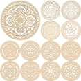 thumbnail image 5 of Biplut 2Pcs Crochet Wood Bases Unpainted Floral Pattern Round Hollow Knitting Wooden Basket Bottoms for Embroidery (Type 6), 5 of 13