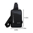 thumbnail image 3 of Xfvqtps Mens Chest Bag with USB Adjustable Shoulder Strap Large Capacity Multi Compartment Multi-Purpose Fashion Lightweight Portable Commuting Oxford Cloth Crossbody Bag Black, 3 of 6