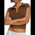 thumbnail image 1 of de Corta con Cuello en V y Botones para Mujer Color Café S, 1 of 7