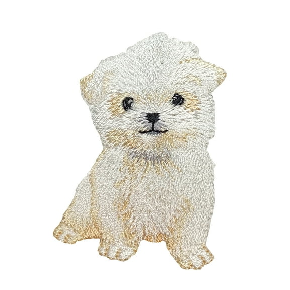 Maltese, White Dog, Toy Puppy, Realistic Pets, Animals, Embroidered, Iron on Patch