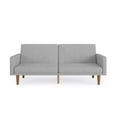 DHP Paxson Futon with USB Port, Convertible Sofa Bed, Light Gray Linen