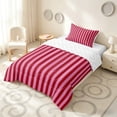 thumbnail image 2 of Manfei Geometric Stripe Twin Comforter Sets,Contemporary Minimalist Bedding Set, Pink Red, Reversible 2pcs, 1 Comforter and 1 Pillowcase, 2 of 6