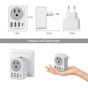2 Pack European Plug Adapter USB C, Meromore US to Europe Adapter 4 USB Charger, Type C International Power Adaptor to Italy Spain France Portugal Iceland Germany, Europe Travel Essentials