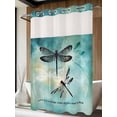 thumbnail image 4 of Turquoise Dragonfly No Hook Shower Curtain Waterproof, Bathroom Curtains with Snap in Liners and See Through Top Window, Country Gradient Black Animals Hotel Style Bathtub Curtains Shower 48"Wx72"L, 4 of 8