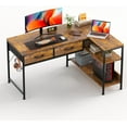thumbnail image 1 of Shaped Computer Desk with Drawers  Inch Office Corner Desk with Storage Shelves  Working Table Study Table for Home Office Desk, 1 of 2