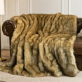 thumbnail image 4 of Battilo Golden Faux Fur Blanket,Fur Blankets for Bed,Heavyweight Fluffy Thick Throw Blanket,60"x80", 4 of 9