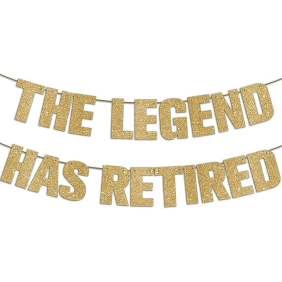Pre Strung The Legend Has Retired Glitter Banner - Gold Glitter Happy Retirement Party Decorations for Men & Women Retirement Banner Retirement Decor for Him/Her Retirement Sign gifts