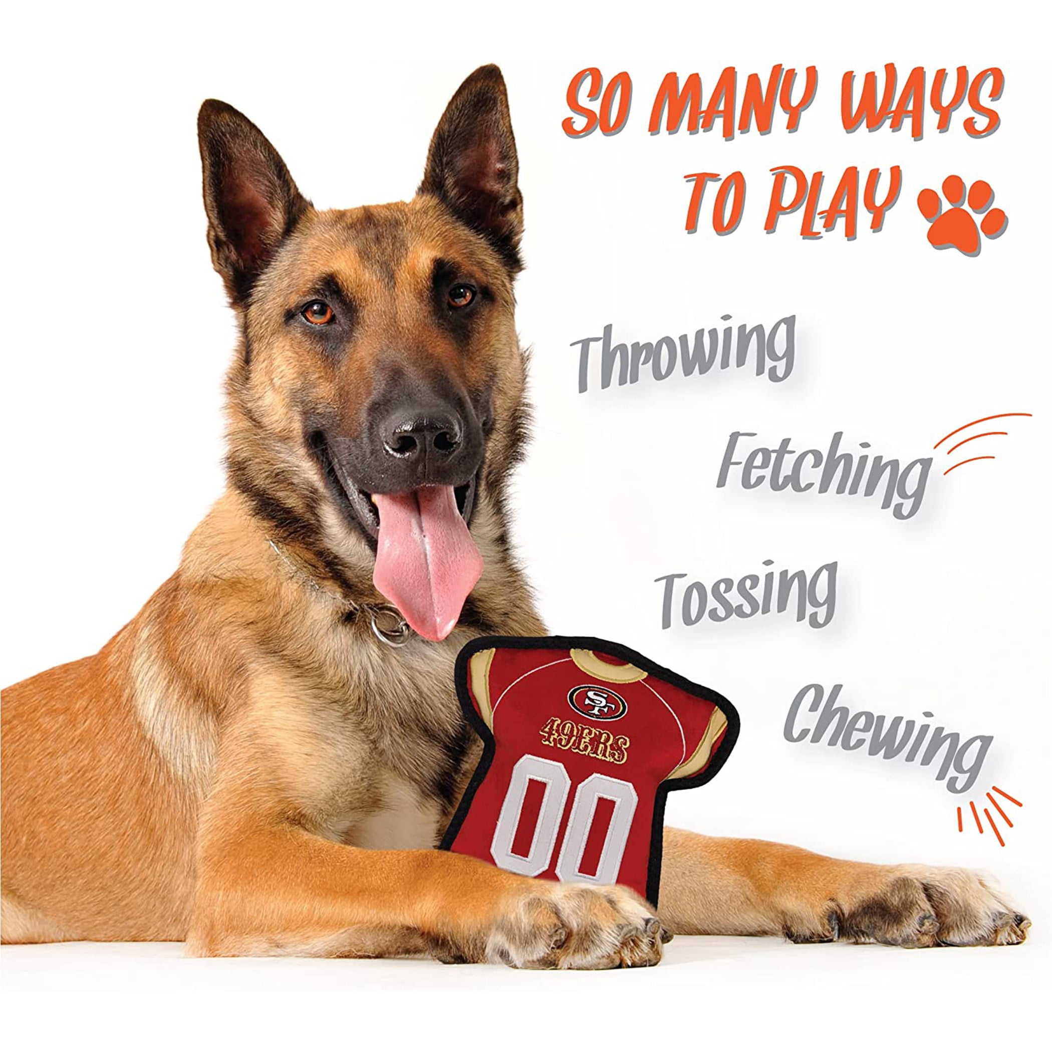 NFL Tough Jersey Pet Dog Toy Premium Quality with Built-in Squeaker Chew Toy