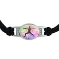 thumbnail image 2 of Warrior II 2 Yoga Pose Novelty Suede Leather Metal Bracelet, 2 of 3