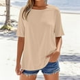 thumbnail image 5 of Fmbrln Womens Summer Basic Short Sleeve Tops Fashion Crew Neck Casual Loose Solid Color T-Shirts Soft Comfy Tees Beige 2XL, 5 of 5